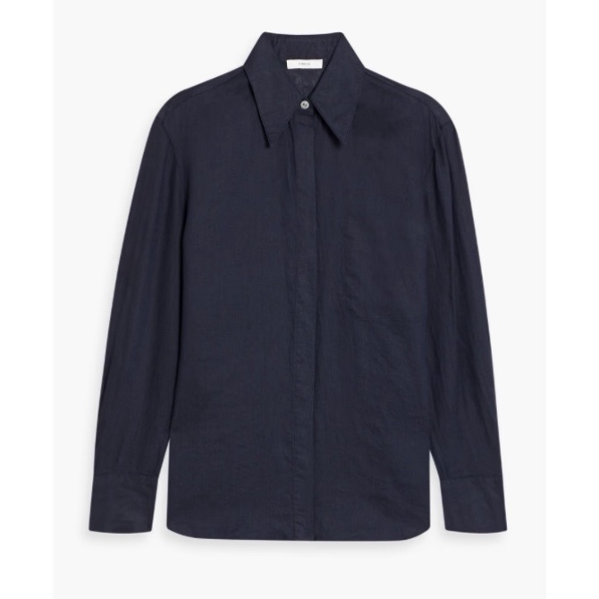 Vince | Navy Blue Linen Button Down Shirt